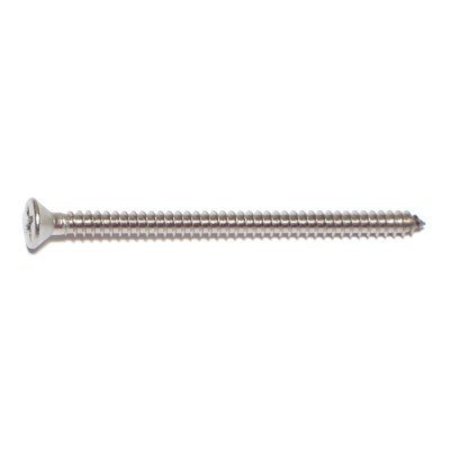 Midwest Fastener Sheet Metal Screw, #8 x 2-1/2 in, 18-8 Stainless Steel Flat Head Phillips Drive, 10 PK 68204